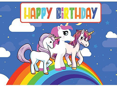 

PARTY PROPZ UNICORN BACKDROP 5FT-7FT SET OF 1/ UNICORN BIRTHDAY PARTY DECORATION Banner(5 ft, Pack of 1)