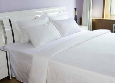 akr CREATION 200 TC Cotton Double Solid Flat Bedsheet(Pack of 1, White)