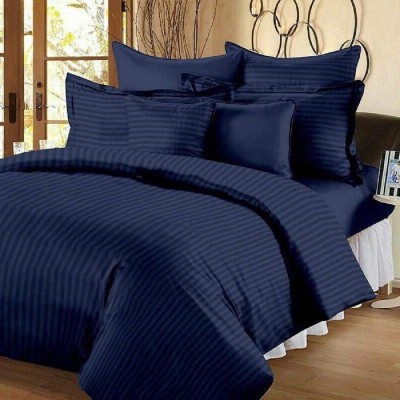 Exotic 30 TC Cotton Double Striped Flat Bedsheet(Pack of 1, Blue)