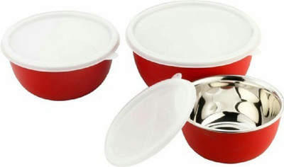 

Sayee Micro Airtight Stainless Steel Bowl Stainless Steel Bowl Set(Red, Pack of 3)