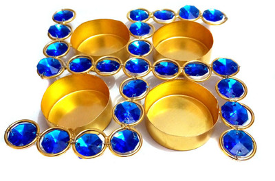 

Yooneek Iron 4 - Cup Tealight Holder Set(Gold, Pack of 2)