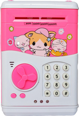 

Toys Factory Kids Piggy Bank In Cartoon Print 8299 ( MANY COLOURS) Coin Bank(Pink, White)
