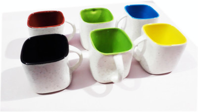 

TMCA Multicolour tea & coffee mug set Bone China(Multicolor, Pack of 6)