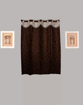 Tidy 150 cm (5 ft) Polyester Semi Transparent Window Curtain Single Curtain(Floral, Brown)