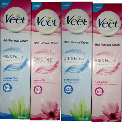 

Veet Sensitive and Normal Skin (Aloe vera & vitamin e and Lotus milk & jasmine Fragrance) Cream(400 g, Set of 4)