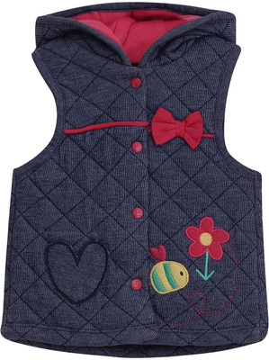 

FS Mini Klub Sleeveless Embroidered Baby Girls Jacket, Dark denim