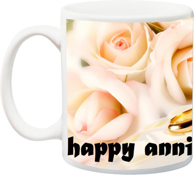 

Stylotrendz Happy Anniversary my Love gift for husband or wife Ceramic Mug(325 ml), White