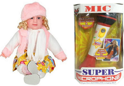 

J H Traders Musical Super Microphone Toy Mic with Nylon Doll for kids(Multicolor)