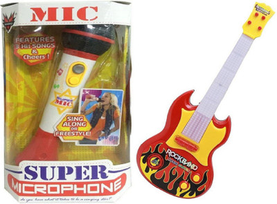 

J H Traders Musical Rockband Guitar with Super Microphone Mic for kids(Multicolor)