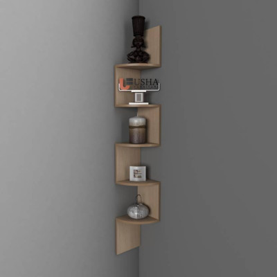 

MartCrown Corner Mount Wall Shelves Zigzag Shape Rack Wooden Wall Shelf(Number of Shelves - 5, Yellow)