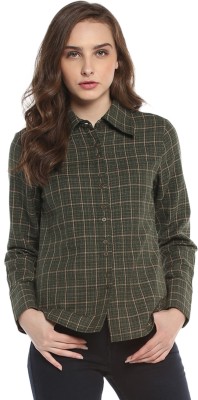 STREET9 Women Checkered Casual Green Shirt