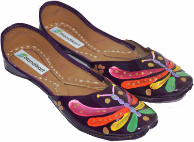 

iHandikart Handpainted Leather Jutti Jutis For Women(Multicolor, Multicolour