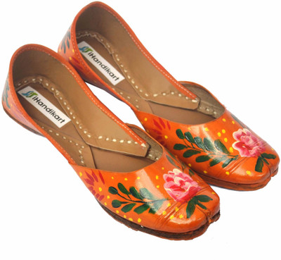 

iHandikart Handpainted Leather Jutti Jutis For Women(Multicolor, Multicolour