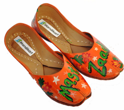 

iHandikart Handpainted Leather Jutti Jutis For Women(Multicolor, Multicolour