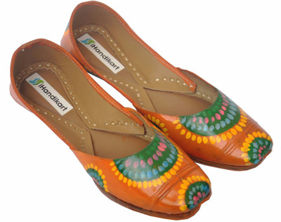 

iHandikart Handpainted Leather Jutti Jutis For Women(Multicolor, Multicolour