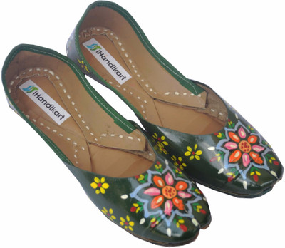 

iHandikart Handpainted Leather Jutti Jutis For Women(Multicolor, Multicolour