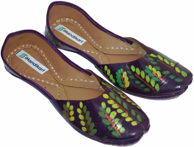

iHandikart Handpainted Leather Jutti Jutis For Women(Multicolor, Multicolour