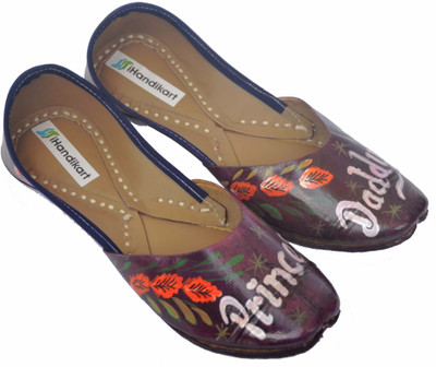 

iHandikart Handpainted Leather Jutti Jutis For Women(Multicolor, Multicolour