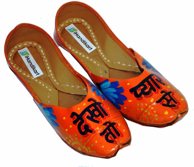 

iHandikart Handpainted Leather Jutti Jutis For Women(Multicolor, Multicolour