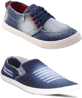 

Chevit Men's Combo of 2 Denim Blue Sneakers For Men(Blue
