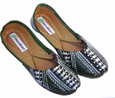 

iHandikart Handpainted Leather Jutti Jutis For Women(Multicolor, Multicolour