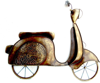 

vedasexports Retro Scooter Decor Decorative Showpiece - 94 cm(Iron, Brown)