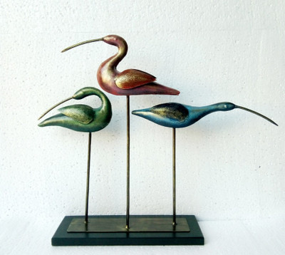 

vedasexports Bird Family Decor Decorative Showpiece - 44 cm(Iron, Multicolor)