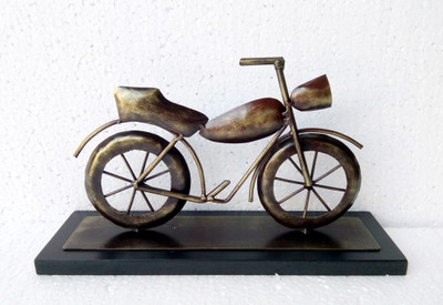 

VedasExports Bike Table Decor Decorative Showpiece - 10 cm(Iron, Brown)