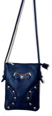 

Must Visit Girls Casual Blue Leatherette Sling Bag