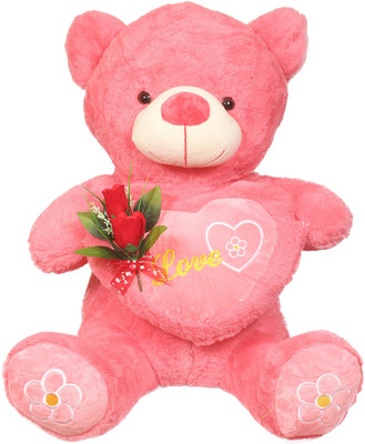 

Tickles Loving Teddy with Rose 2.3 feet - 68 cm(Pink)