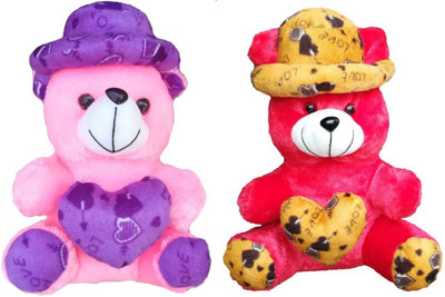 

COST TO COST Combo pink red teddy with cap - 12 cm(Pink)