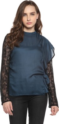 STREET9 Casual Full Sleeve Solid Women Blue Top