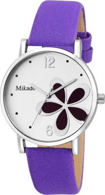 Mikado Purple Flora analog watch with gennuine leather strap and quartz machine,Trendy look with one year warrenty for women and girls Watch  - For Girls   Watches  (Mikado)
