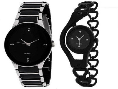 

vk sales Black-Silver And Black Chain Watch - For Couple