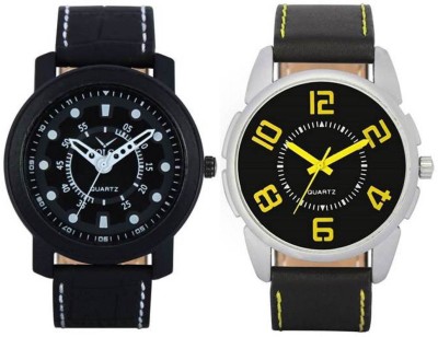 FASHION POOL VOLGA MEN'S WATER PROOF BLACK & YELLOW ROUND STAINLESS STEEL DIAL WITH ANTI ALLERGIC LEATHER STRAPS PROFESSIONAL & CASUAL WATCH FESTIVAL SPECIAL WATCH Watch  - For Boys   Watches  (FASHION POOL)