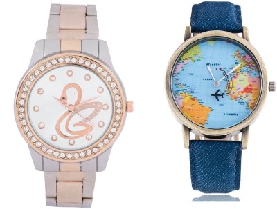 SOOMS WORLD MAP MEN WATCH & TWO TONE STYLES STRAP PRINTED DIAL LADIES DIAMOND STUDDED PARTY WEAR Watch  - For Couple   Watches  (Sooms)