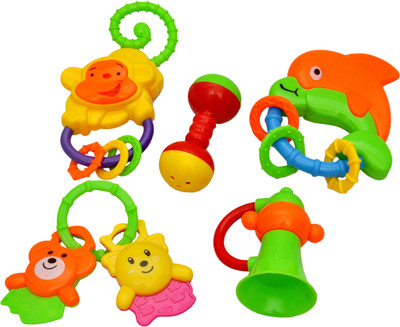 

Toyshine Non Toxic Rattle Set of 5 Pieces for Infants and Toddlers - Multi color Rattle(Multicolor)
