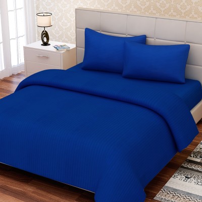 SEJ BY NISHA GUPTA 210 TC Cotton King Self Design Flat Bedsheet(Pack of 1, Blue)