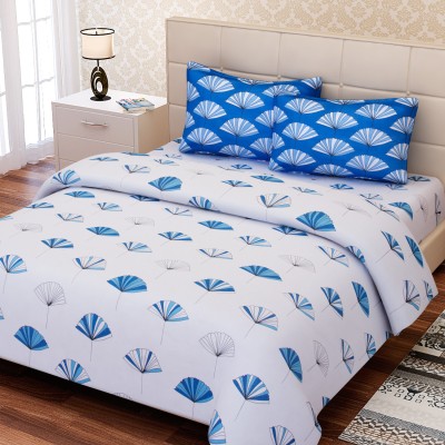 SEJ BY NISHA GUPTA 144 TC Cotton Double Abstract Flat Bedsheet(Pack of 1, Blue)