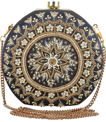 The Indian Handicraft Store Party Blue Clutch