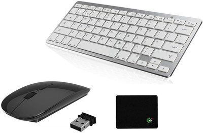 

ReTrack Super Slim Wireless Portable Wireless keyboard & Black Mouse With Black Mousepad Combo Set