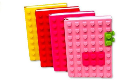 

Shopkooky Book-size Diary(Pack of 4 Cute Creative Attractive Lego Diary Memo Pad With Two Lego Locks Straps Random Color, Multicolor, Pack of 4)