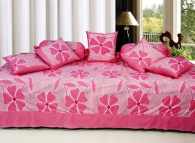 Shivkirpa Cotton Floral Diwan Set(Pink)