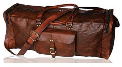 

echo (Expandable) 24”Leather Bag Vintage Handmade Brown Duffle Travel Gym Sports Overnight Weekend Leather Bag use daily Travel Duffel Bag(Brown)