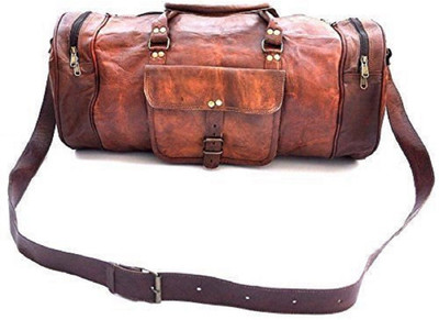

echo (Expandable) 24”Leather Bag Vintage Handmade Brown Duffle Bag use daily Travel Duffel Bag(Brown)