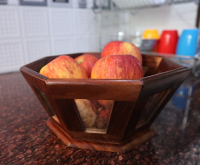 

Onlineshoppee Rose Wood Tableware Wood Fruit & Vegetable Basket(Brown)