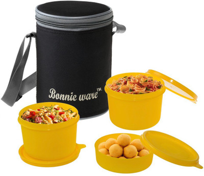 Little Swan Trendy Trio Lunch Box 3 Containers Lunch Box(1200 ml), Black