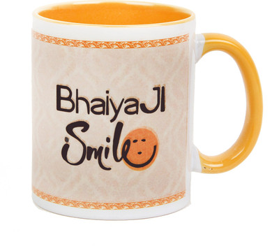 

floweraura Smile, Please Ceramic Mug(350 ml), Yellow