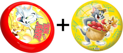 

Demastil Combo of Tom & Jerry Licensed Inflatable Ball 9 inch & A Flying Disc(Multicolor)