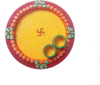

TASTYCRAFT POOJA THALI ROUND SHAPE Wooden(3 Pieces, Multicolor)